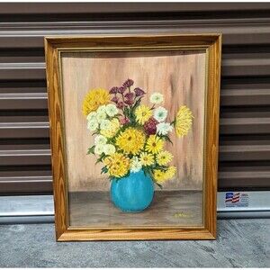 Vintage Stunning Roses in Vase Still Life Painting By Rose McNellis 16 X 20